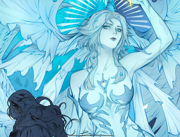 Lineart style illustration with complex composition &amp; bg